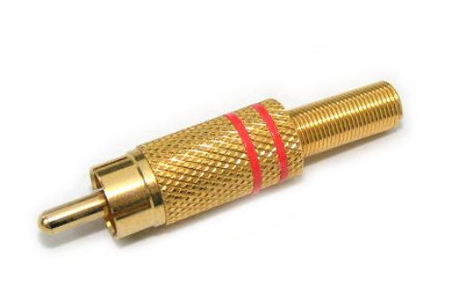 RCA Plug Screw Red Gold Plated ID:5mm